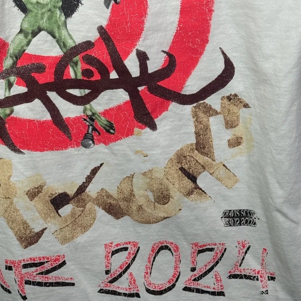 Travis‎ Scott Circus Maximus Tour 2024 Graphic White T-Shirt Mens Large TS002BL
